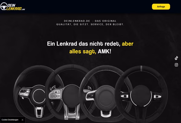 Startbildschirm der Webseite von DeinLenkrad.de
