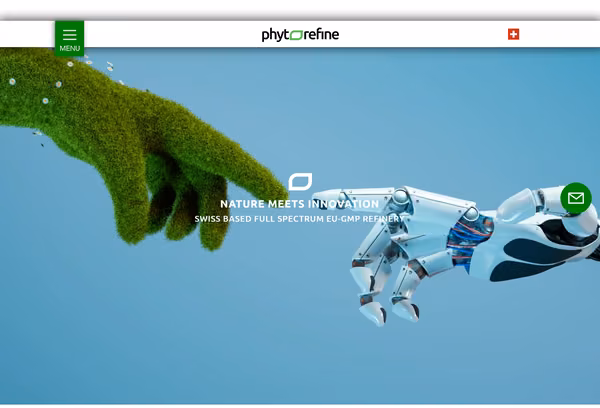 Startbildschirm der Webseite von PhytoRefine