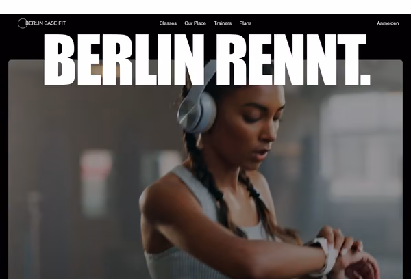 Startbildschirm der Webseite von Berlin Base Fit