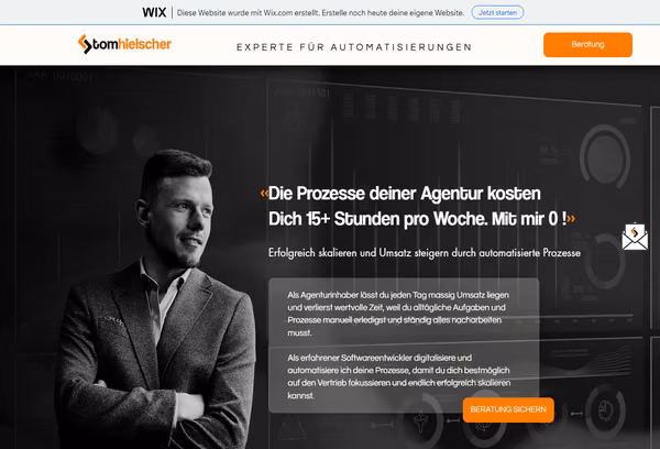 Startbildschirm der Webseite von Tom Hielscher
