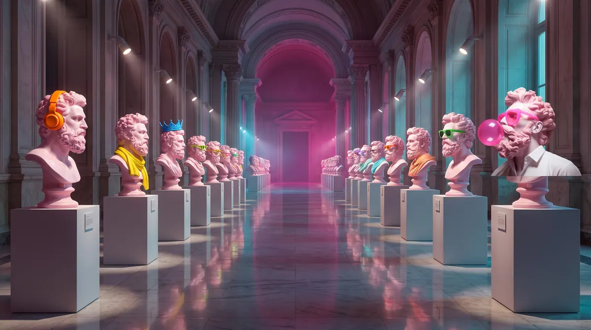 Eine Galerie voller unterschiedlich gestalteter Büsten